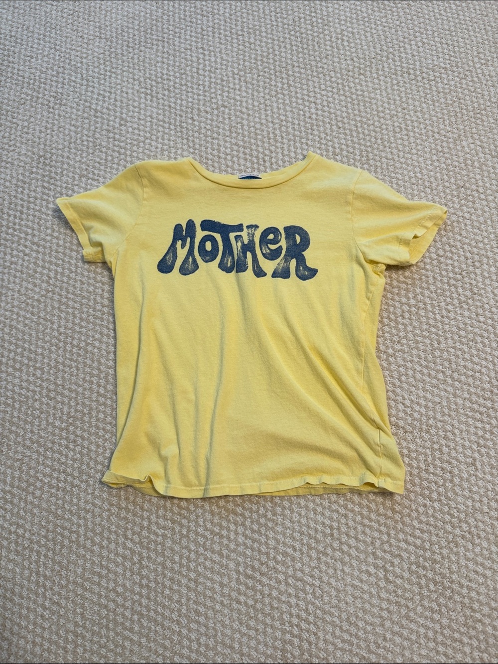 MOTHER Yellow Tee with Navy Retro Graphic